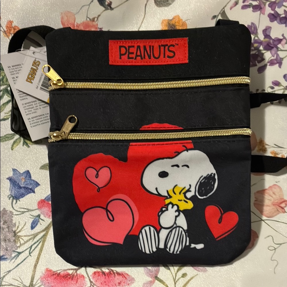 Valentines Day /Peanuts Black and Red Snoopy Crossbody Bag